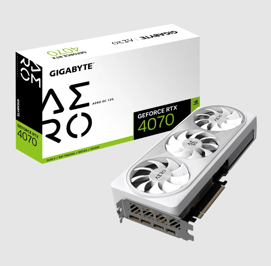  nVIDIA GeForce RTX4070 Aero OC 12G <br>Core Clock: 2565 MHz, 1x HDMI/ 3x DP, Max Resolution: 7680 x 4320, 1x 16-Pin Connector, Recommended: 700W  